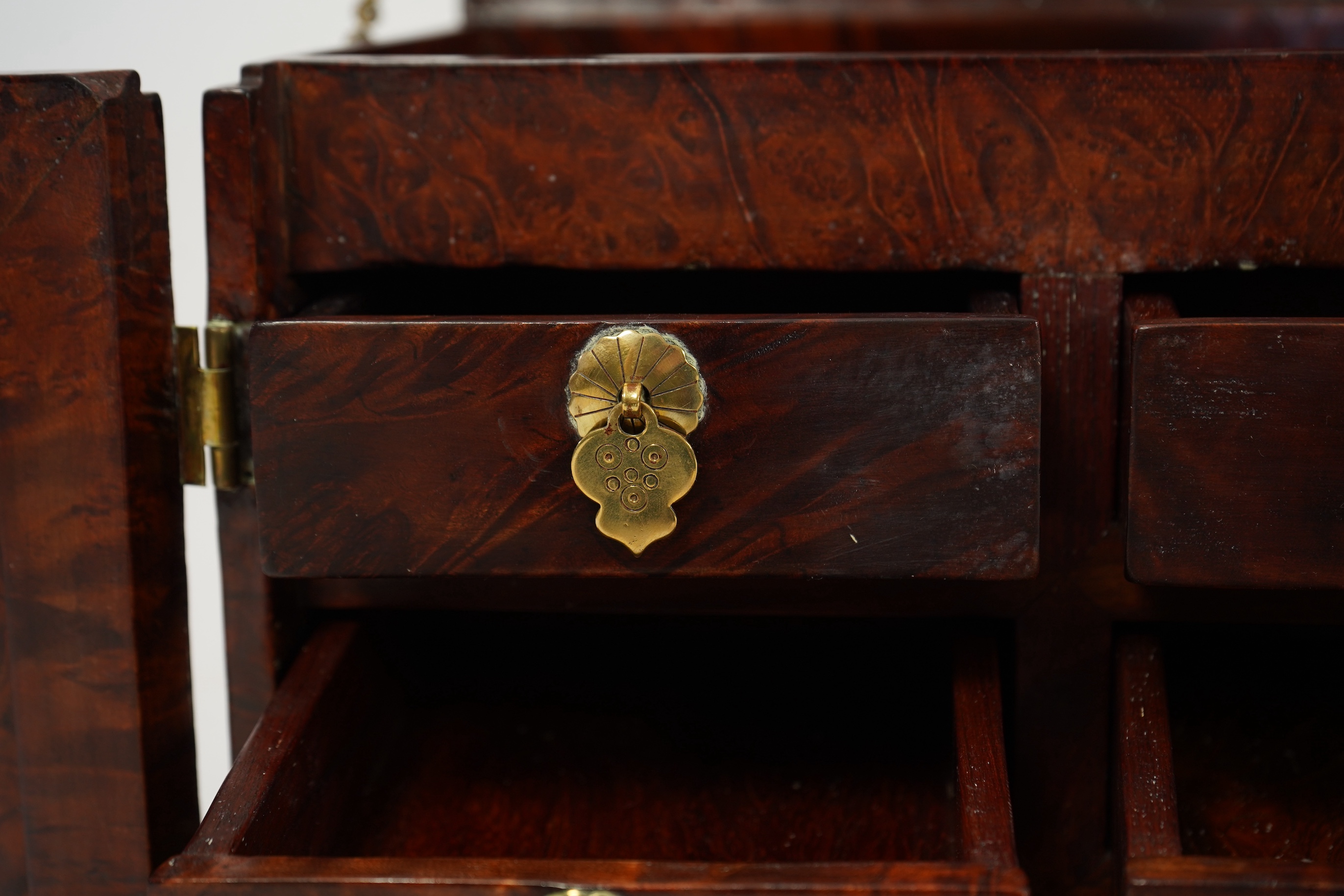 A Chinese burrwood scholar's cabinet, 19th century